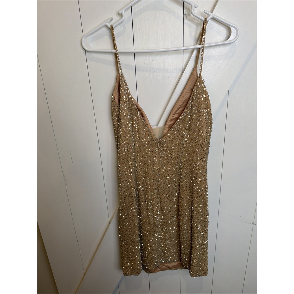 Sherri  Hill dress Bugle Beaded Size 4 NWT Nude Short Mini Sexy Party Cruise - Picture 4 of 15